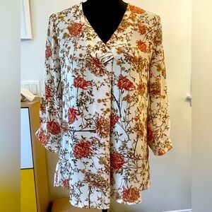 Rose and Olive floral blouse; size small